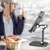 Foldable Desktop Stand for Tablet Cell Phone Adjustable Ergonomic Holder Mount Black