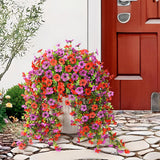 2Pcs Artificial Flowers for Outdoors Decorations Summer Fake Hanging Floral Decoration Red-Purple