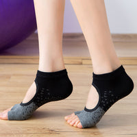 5 Pairs of Open Toe Socks Yoga Pilates Toeless Socks with Grips for Barre Ballet Dance