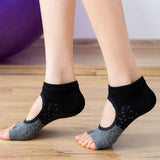 5 Pairs of Open Toe Socks Yoga Pilates Toeless Socks with Grips for Barre Ballet Dance