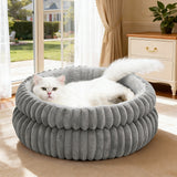 Donut Plush Pet Bed Soft Warm Nest for Cats Dogs Dark Gray