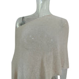 Women Summer Beach Cover Up Irregular Sheer Poncho Shawl Beige