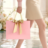 4PCS Gift Bags with Cards and Wrapping Paper for Weddings Parties Pink
