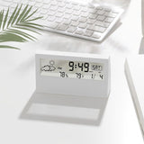 Digital Alarm Clock Multifunctional Desk Clock Temperature Humidity Date Weather Display Office Home Decor Transparent Style
