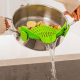 Clip-On Silicone Kitchen Strainer – For Pasta  Noodles  Vegetables  Fruit Green