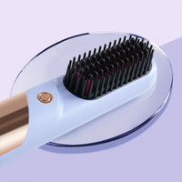 2-in-1 Cordless Hair Straightener Brush Portable Hair Comb with LED Display Hair Styling Tool Purple