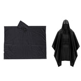 3-in-1 Hooded Rain Poncho for Adult with Pocket, Waterproof Lightweight Black