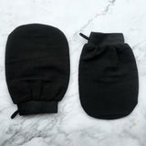 2Pcs Moroccan Exfoliating Gloves – 100 Percent Viscose Body Scrub Bath Mitts Black