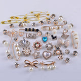 55Pcs Sock Charms Pearl Rhinestone Pin Brooch Decoration for Socks Clothing