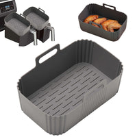 Reusable Silicone Air Fryer Liner – Non-Stick Dual Basket & Easy Clean Grey