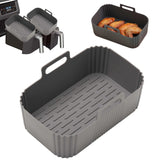 Reusable Silicone Air Fryer Liner – Non-Stick Dual Basket & Easy Clean Grey