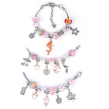 DIY Kids Bracelet Making Kit with Charms & Beads Jewelry Craft Set for Girls’ Gifts Pink
