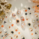 Halloween Nail Stickers Black Cat Ghost Pumpkin Self Adhesive