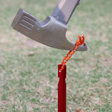 8Pcs Aluminum Alloy Tent Stakes Outdoor Camping Trip Tent Peg with Rope Red