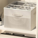Shoe Organizer for Closet – Foldable Storage Containers with Adjustable Dividers & Transparent Cover Beige