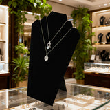 2Pcs Necklace Earring Jewelry Set Display Stand Foldable Rack for Home or Store Show Black