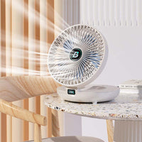 3-Speed Adjustable Air Circulator Fan Foldable  Wall Hanging Fan Rechargeable Desktop Cooling Fan White