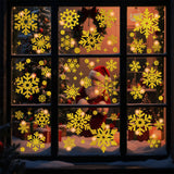 Christmas Window Clings – Snowflakes Static Stickers in Gold and Silver for Holiday Decorations Style 1