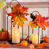 2Pcs Electric Candle Lanterns Modern Black Metal Lantern Christmas Home Decor