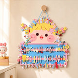 Cartoon Girl Felt Hanging Hair Clip Headband and Hair Tie Organizer