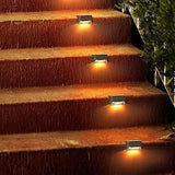 4Pcs Solar Deck Lights Outdoor for Outdoor Garden Stairs and Deck Warm White