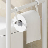 3 Tier Over Toilet Storage Shelf Rack with Paper Holder and Hooks White