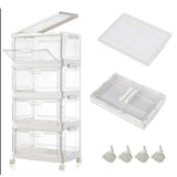 4 Tier Clear Storage Bins with Lids for Bedroom Living Room