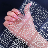 50PCS 3D Floral Self Adhesive Nail Stickers for DIY Nail Art Decoration