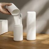 Portable 180 ml Tooth Brush Holder and Toothpaste Cover Container with Mouthwash Cup White