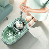 Mop and Bucket Set with Wringer with 6 Replacement Microfiber Heads for Floor Cleaning