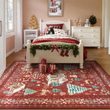 Christmas Crystal Velvet Area Rug Vintage Non Slip Living Room Style 1