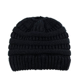 Women's High Bun Ponytail Hat Cable Knit Winter Beanie for Girls Black