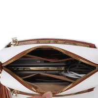 Crossbody Purse for Women Zipper Cell Phone Handbag with Adjustable Guitar Strap White