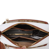 Crossbody Purse for Women Zipper Cell Phone Handbag with Adjustable Guitar Strap White