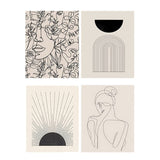 Set of 4 Unframed Minimalist Boho Wall Art Prints Abstract Art Prints Artwork Posters Wall Decor 30 x 40cm