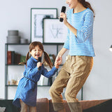 Mini Karaoke Machine Portable Bluetooth Speaker with 2 Wireless Microphones Black