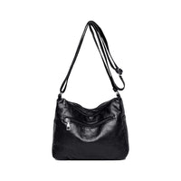 Women Multi Pocket Crossbody Bag Ladies Shoulder Bag PU Leather Mommy Bag Black