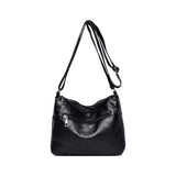 Women Multi Pocket Crossbody Bag Ladies Shoulder Bag PU Leather Mommy Bag Black