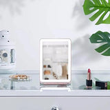 USB Rechargeable Makeup Mirror Portable Dimmable Vanity Mirror with 3 Light Colors Pink
