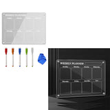 Acrylic Magnetic Calendar for Fridge Clear Dry Erase Board Planner with 5 Colorful Markers Weekly Style