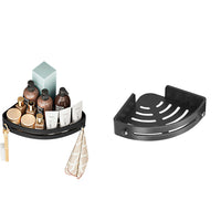 Corner Shower Caddy Punch-Free Wall Mounted Storage Shelf Organizer with Towel Rack for Bathroom Black