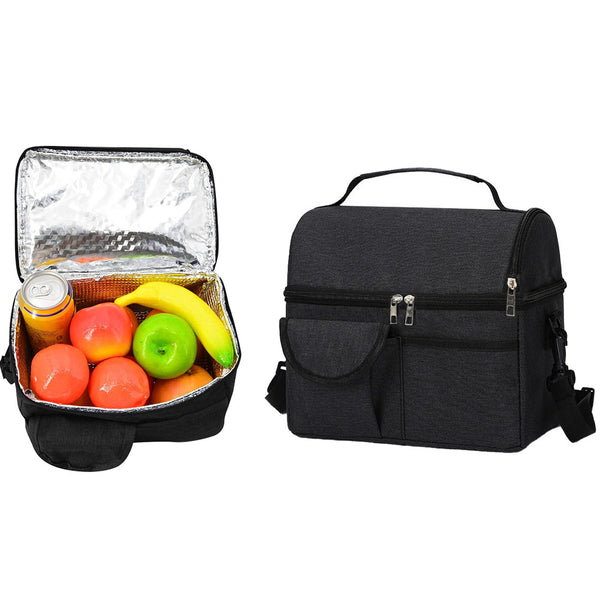 Insulated Lunch Bag Lunch Tote Lunch Box Baby Milk Carrying Bag for Work Picnic Hiking Black
