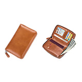 Travel Leather Wallet Cash Ticket Card Holder Organiser Phone Wallet Brown