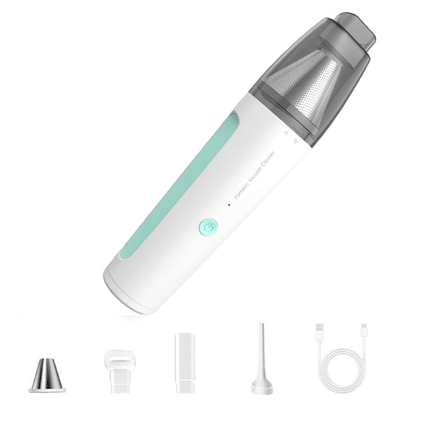 Cordless Handheld Vacuum Cleaner Car Suction-Blow Dust Collector Green