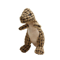 Fluffy Dinosaur Squeaky Toy for Dogs Pet Dog Sound Chew Toy Brown