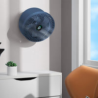 3-Speed Adjustable Air Circulator Fan Foldable Wall Hanging Fan Rechargeable Desktop Cooling Fan Blue