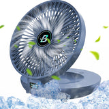 3-Speed Adjustable Air Circulator Fan Foldable Wall Hanging Fan Rechargeable Desktop Cooling Fan Blue