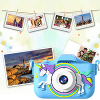 1080P Kids Digital Camera with 64GB TF Card for Christmas Birthday Blue