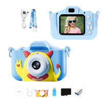 1080P Dual Cam Digital Camera for Kids Video Camera with 64G TF Card Blue
