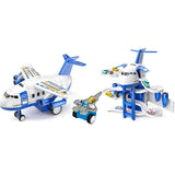 Kids Airplane Toys Set - Car Race Tracks with 8 Small Car Toys and 14 Traffic Signs